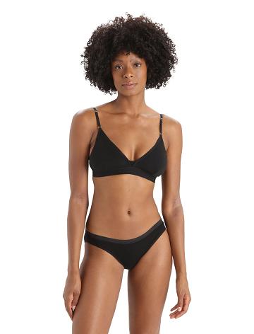 Black Icebreaker Merino Siren Bra Women's One Piece & Sets | AU 1746SGLO